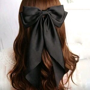 Elegant Black Large Hair Bow Clip